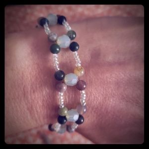 Fancy Jasper and Crystal Woven Bracelet